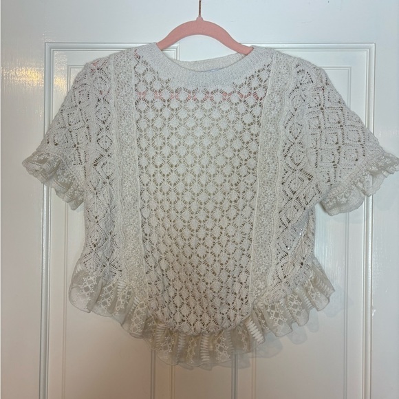 Zara Cropped Crotchet and Lace Top - Picture 3 of 8